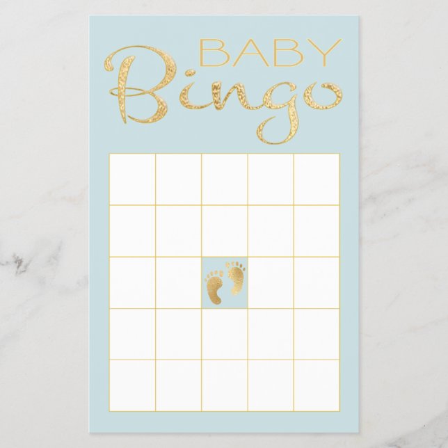 Flyer Baby Shower BLUE BINGO "Gold/Blue Classic" (Frente)