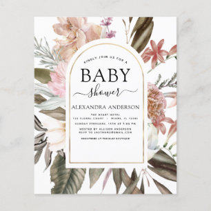 Flyer Baby Shower Borgoña Rosa