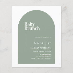 Flyer Baby Shower Budget Sage Green Arch Baby Brunch