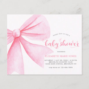 Flyer Baby Shower Chica de cinta de color de agua rosa b