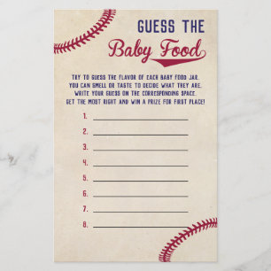 Flyer Baby Shower de béisbol adivina el juego de la comi
