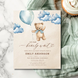 Flyer Baby Shower de Budget Bearly Wait Neutral Blue Boy