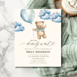 Flyer Baby Shower de Budget Bearly Wait Neutral Blue Boy