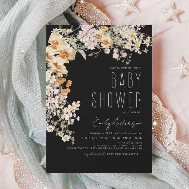 Flyer Baby Shower de Budget Black Wildflower Boho (Subido por el creador)