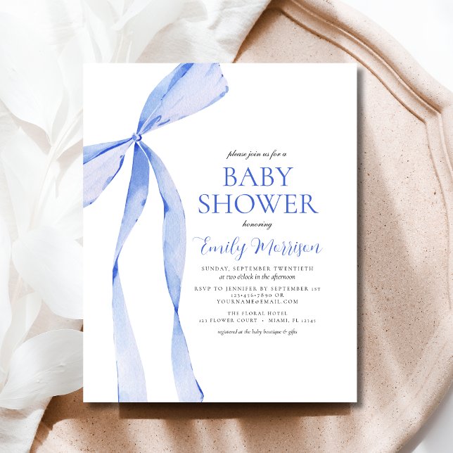 Flyer Baby Shower de Budget Blue Watercolor Bow Boy (Subido por el creador)