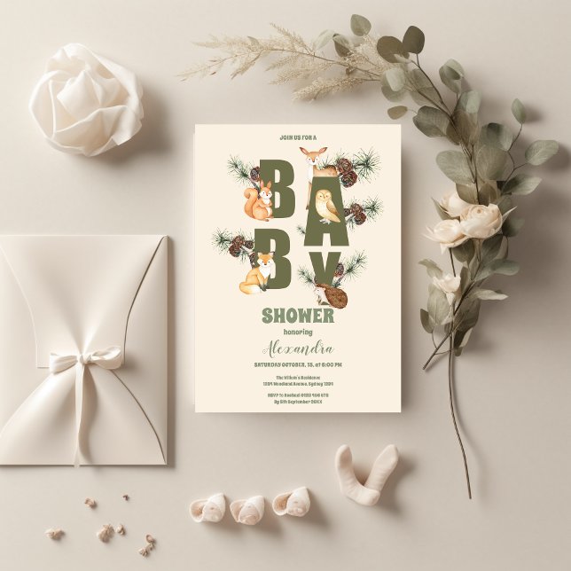 Flyer Baby Shower de Budget Forest Friends y Woodland (Subido por el creador)