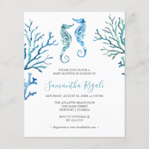Flyer Baby Shower de caballito de agua de mar de presupu