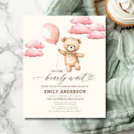 Flyer Baby Shower de Chica rosado y neutral de espera pa