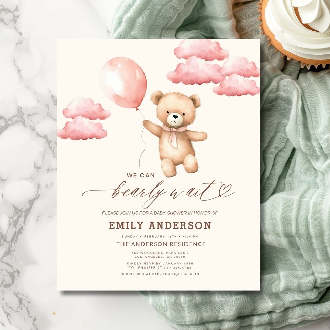 Flyer Baby Shower de Chica rosado y neutral de espera pa (Subido por el creador)