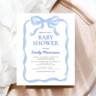 Flyer Baby Shower de Cinta azul de presupuesto de color