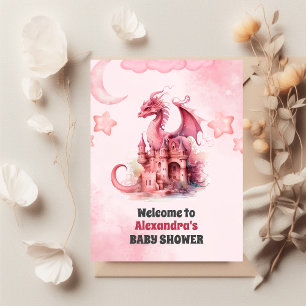 Flyer Baby Shower de Dragon Rosa de Agua Presupuestaria