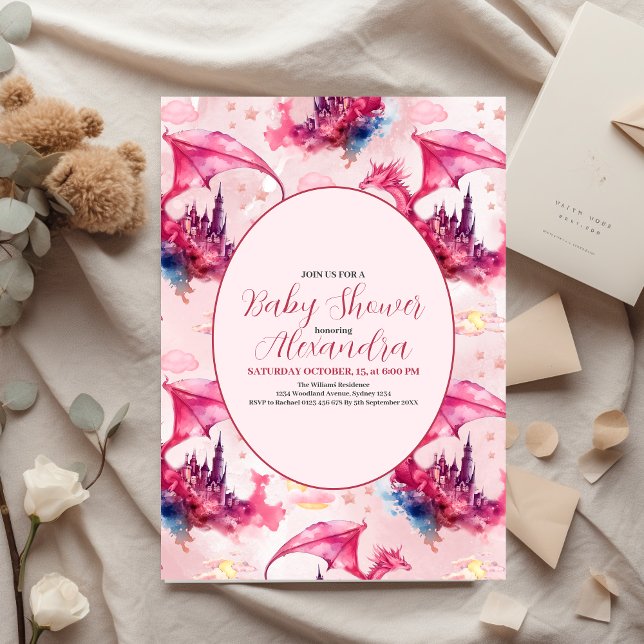Flyer Baby Shower de Dragon Rosa de Agua Presupuestaria (Subido por el creador)