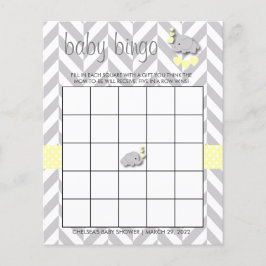 Flyer Baby Shower de elefante amarillo y gris - Bingo
