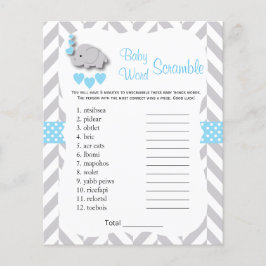 Flyer Baby Shower de Elefante Azul Bebé y Gris - Escramb