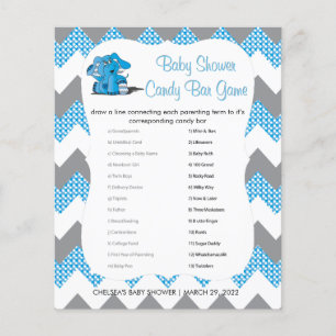Flyer Baby Shower de elefante de Chevron azul y gris   J