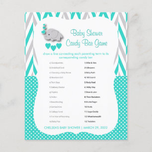 Flyer Baby Shower de Elefante Turquesa y Gris - Bar de c