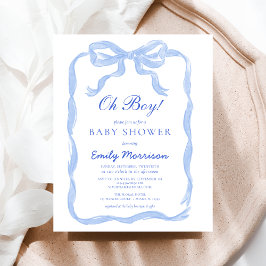 Flyer Baby Shower de la cinta azul del presupuesto Oh Bo