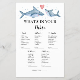 Flyer Baby Shower de tiburón ¿Qué hay en tu juego de bol