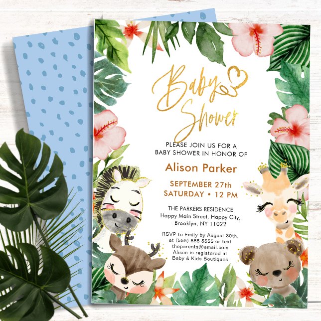 Flyer BABY SHOWER de vegetación tropical de la selva del (Subido por el creador)