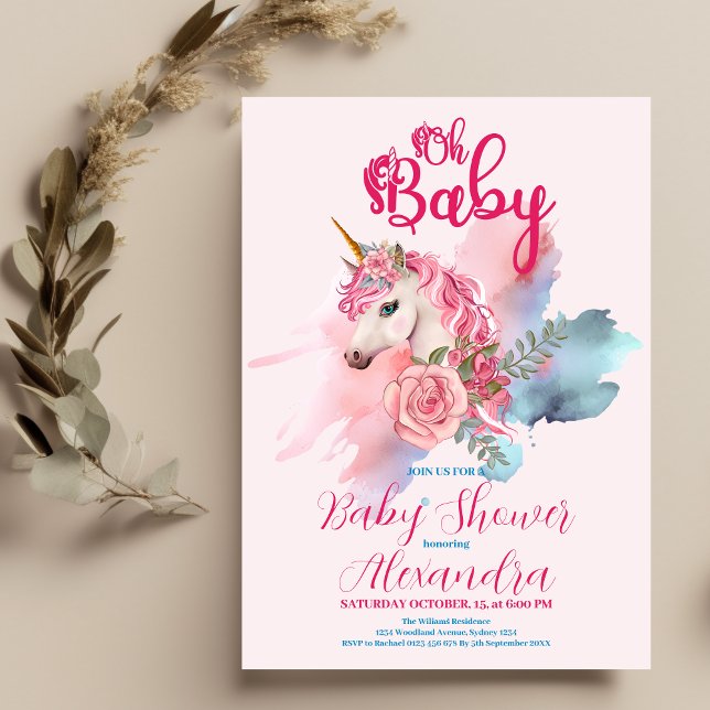 Flyer Baby Shower del arcoiris de unicornio mágico de pr (Subido por el creador)