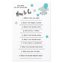 Baby Shower Elephan How well you know the card