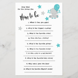 Flyer Baby Shower Elephan How well you know the card