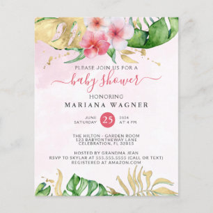 Flyer Baby Shower Floral Acuarela Moderna Presupuesto