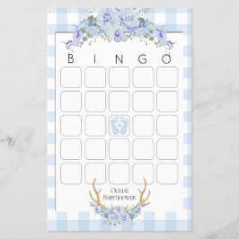 Flyer Baby Shower Games Bingo BOHO Baby Shower Blue
