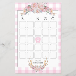 Flyer Baby Shower Games Bingo BOHO Baby Shower Pink