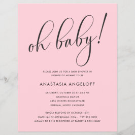 Flyer Baby Shower Modern Script Rubor Baby Shower
