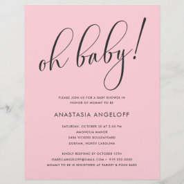Flyer Baby Shower Modern Script Rubor Baby Shower