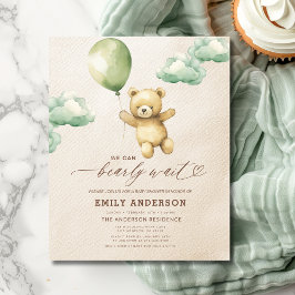 Flyer Baby Shower neutral verde de espera parcial de pre