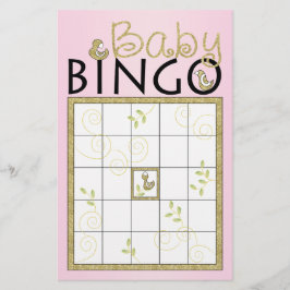 Flyer Baby Shower Pink BINGO "Aves de Oro"