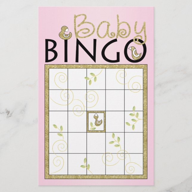 Flyer Baby Shower Pink BINGO "Aves de Oro" (Frente)
