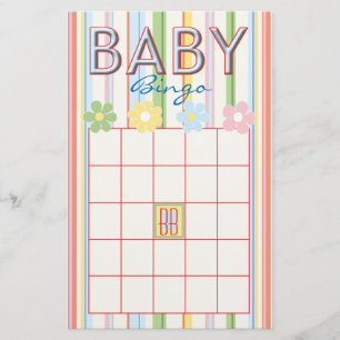 Flyer Baby Shower Pink BINGO "Picnic Floral"