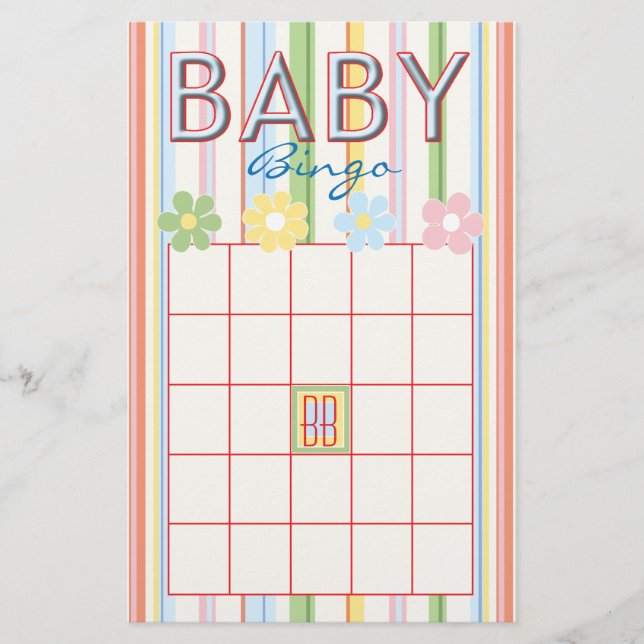 Flyer Baby Shower Pink BINGO "Picnic Floral" (Frente)