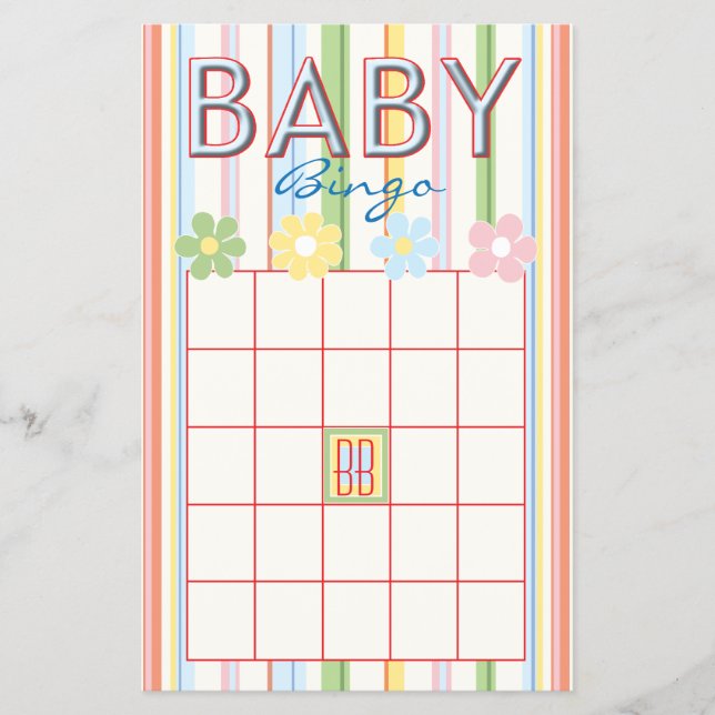 Flyer Baby Shower Pink BINGO "Picnic Floral" (Frente)