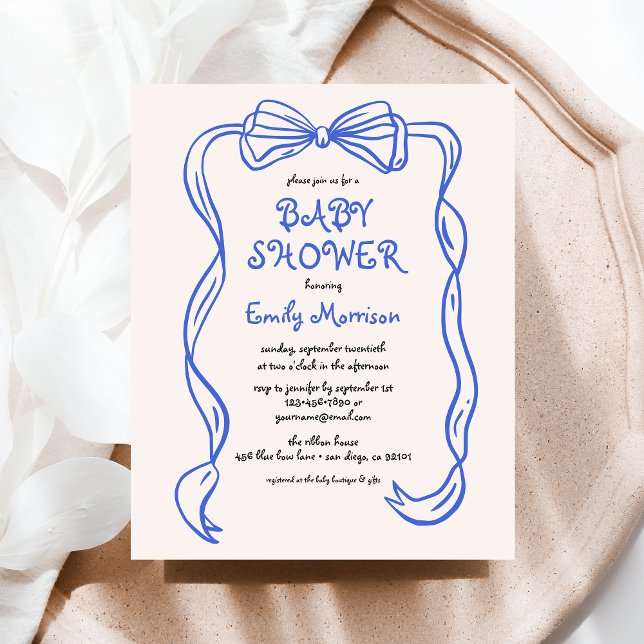 Flyer Baby Shower Quirky Blue Bow Boy (Subido por el creador)