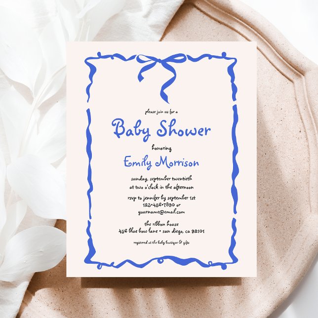 Flyer Baby Shower Quirky Blue Bow Boy (Subido por el creador)