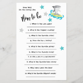Flyer Baby Shower Shark ¿Qué tan bien conoces la tarjeta