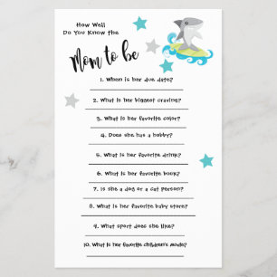 Flyer Baby Shower Shark ¿Qué tan bien conoces la tarjeta