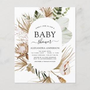 Flyer Baby Shower Tropical Boho de Presupuestos Pampas