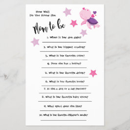 Flyer Baby Shower Turtle How well you know the card