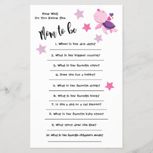 Flyer Baby Shower Turtle How well you know the card