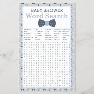 Flyer Baby Shower Word Search, azul, gris