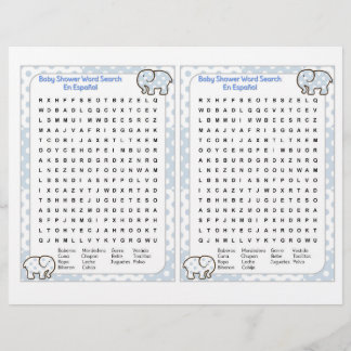 Flyer Baby Shower word search Spanish