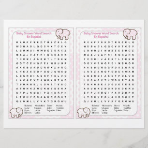 Flyer Baby Shower word search Spanish