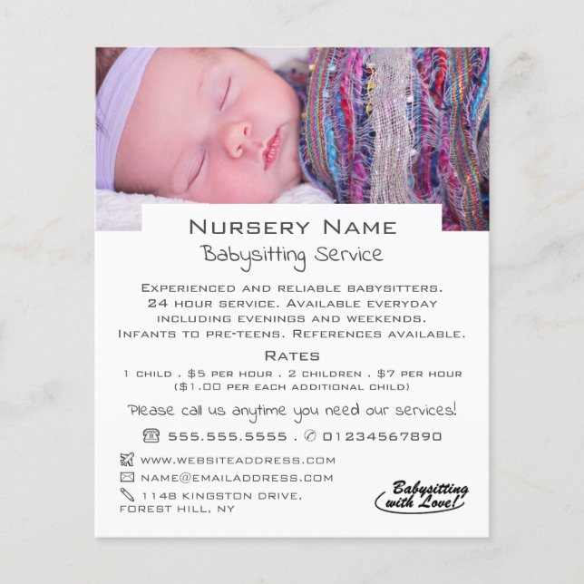 Flyer Baby Sleeping Babysitting, Daycare, Nursery Advert (Frente)