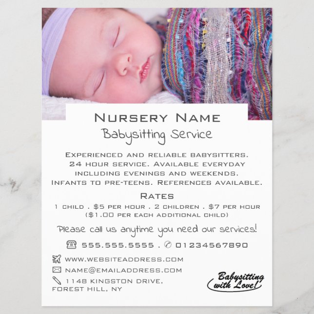Flyer Baby Sleeping Babysitting, Daycare, Nursery Advert (Frente)