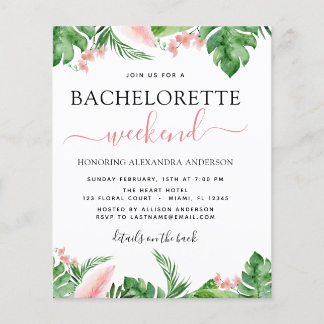 Flyer Bachelorette Weekend Tropical Itinerario (Frente)